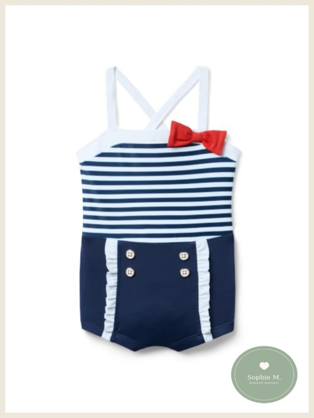 Girls One Piece Swimsuit UPF 50+ Chlorine Resistant Retro Stripe Bow